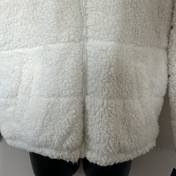 Art Class Girls Ivory White Faux Fur Sherpa Puffer Zip Up Jacket - Picture 3 of 9